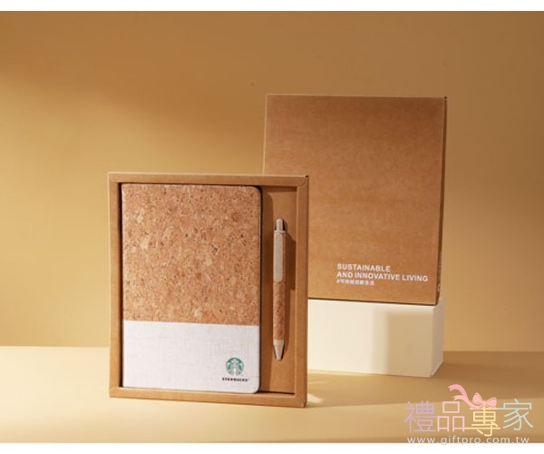 環保循環軟木與棉麻併接筆記本