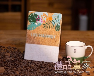 環保循環軟木與棉麻併接筆記本